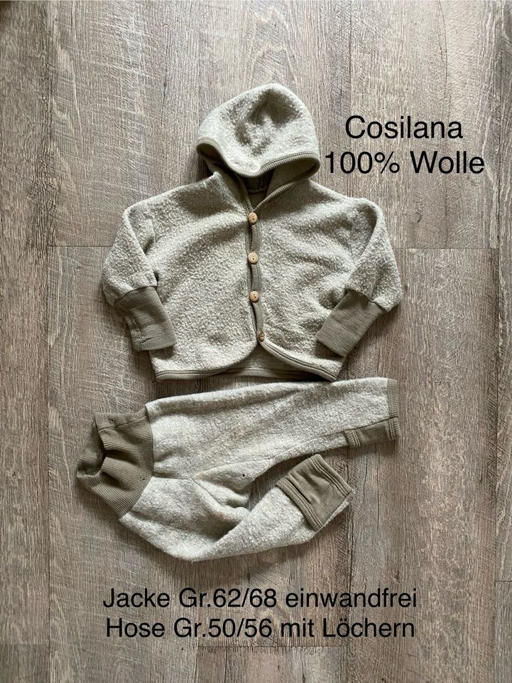 Cosilana Jacke 62/68 Hose 50/56 Schurwolle beige Sand Wollfleece in Bohmte