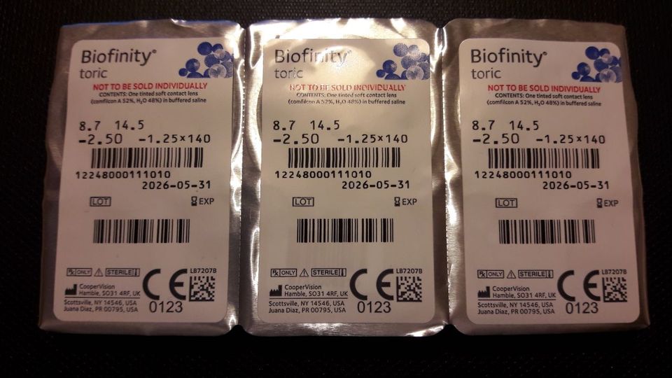 Kontaktlinsen "Biofinity"TORIC -2,5 /Cyl -1.25 = 11St. * 11 Euro* in Dresden