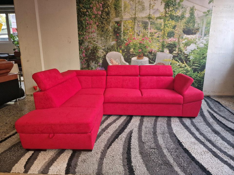 Exxpo - sofa fashion Ecksofa N1679 Salerno von OTTO, Bettfunktion, Bettkasten, Kopteil-und Armteilverstellung, aus Microfaser PRIMABELLE® in rot. OTTO Polstermöbel bis zu -80% der UVP. in Hagen