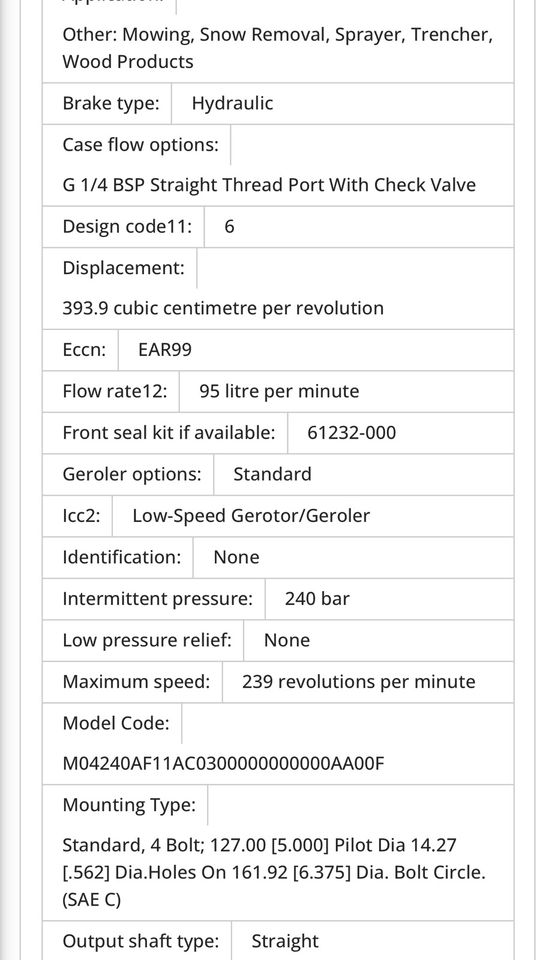 Char Lynn  109 1190 006 7486 Hydraulikmotor  Eaton in Kordel