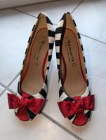 Tamaris Peep Toe Gr. 41 schwarz weiß rot, Streifen Baden-Württemberg - Wiesloch Vorschau