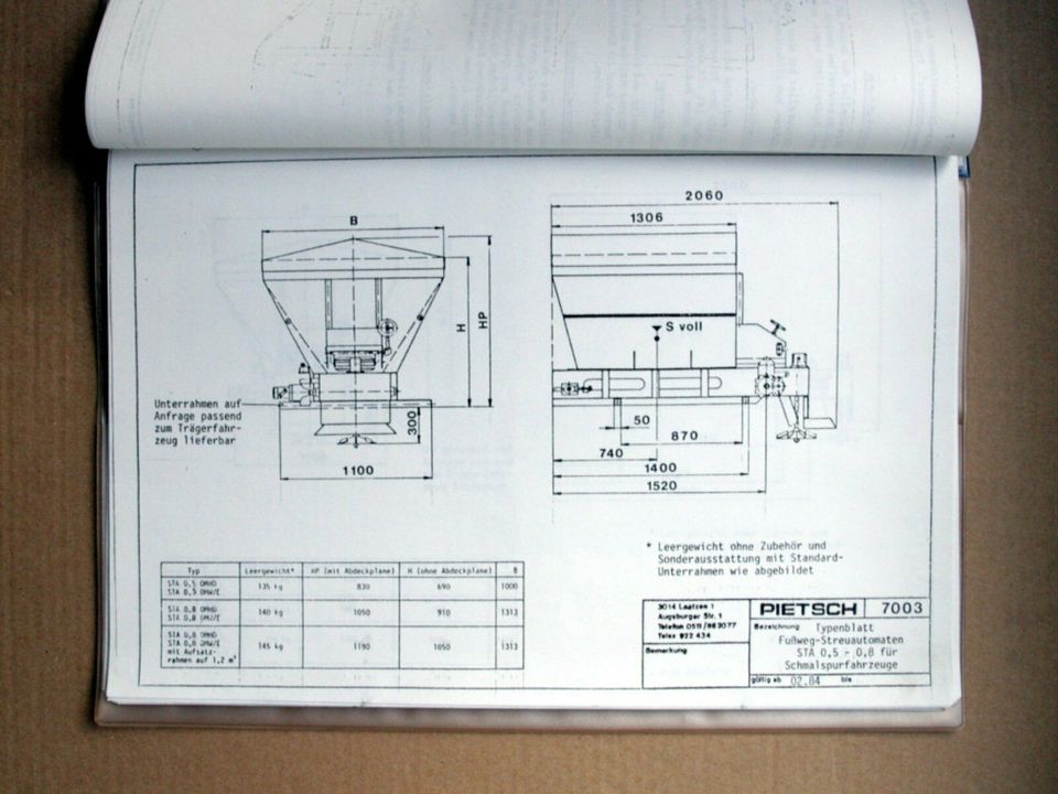 Pietsch Streuautomaten Betriebsanleitung STA OMHD OMTW in Ballenstedt