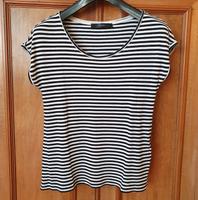 Hallhuber T-Shirt Größe S 36 schwarz weiß gestreift Viskose Hessen - Rüsselsheim Vorschau