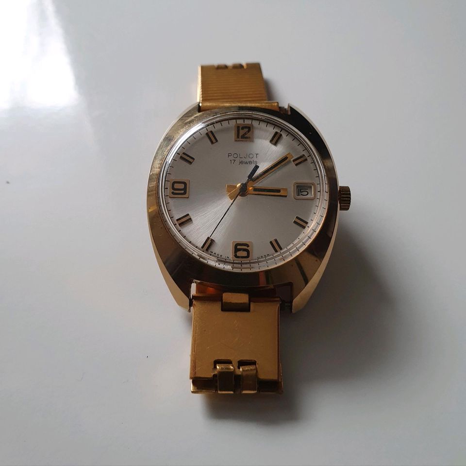 Sehr seltene Uhr Poljot 17Jewels /Armband AU gepunzt Gold Rarität in Berlin