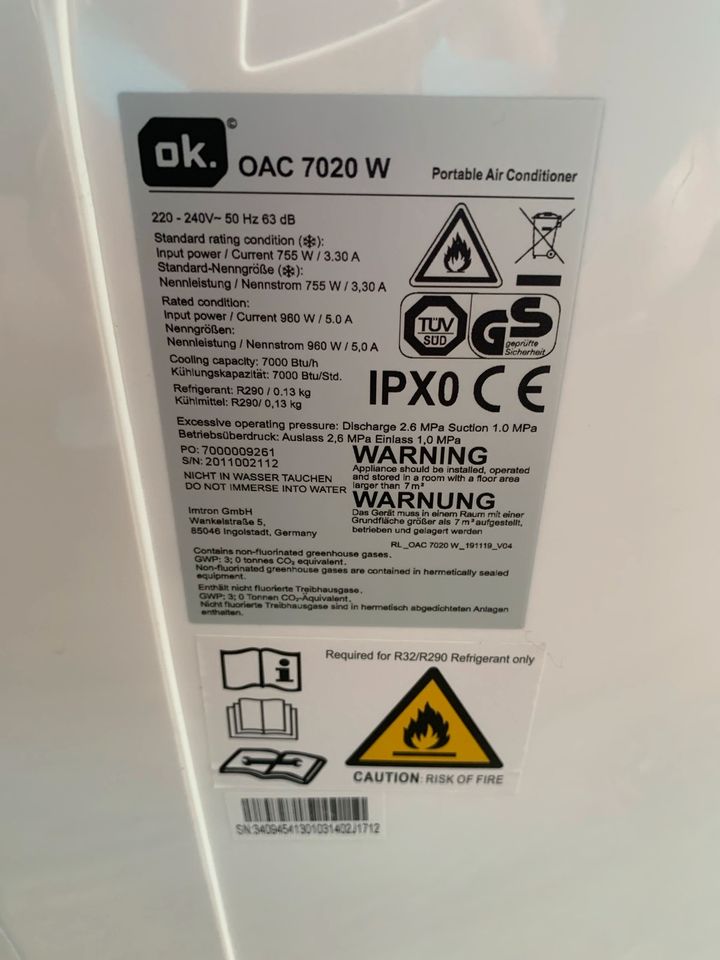 Klimaanlage Mobil OK OAC 7020W in Gau-Algesheim