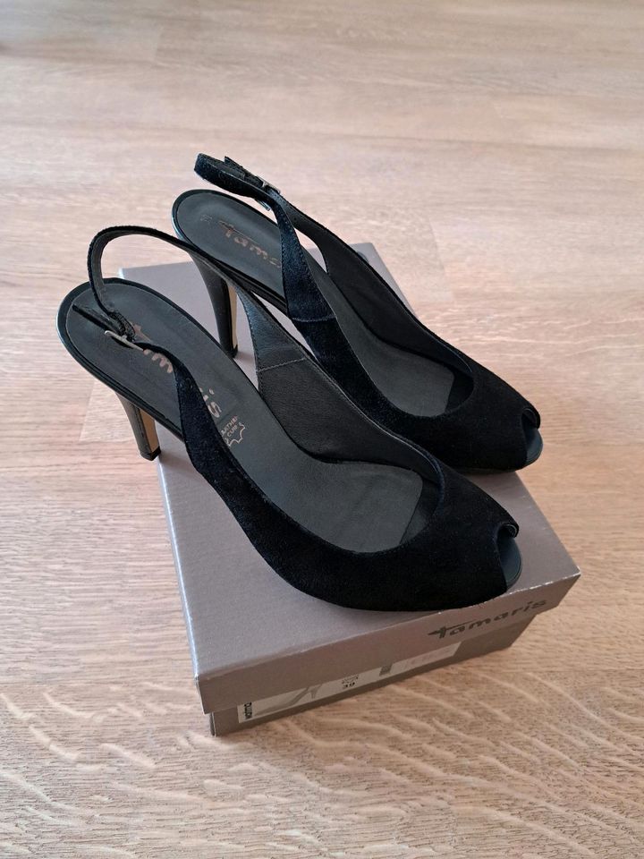 Tamaris Peeptoe 39 Schwarz Wildleder Echtled High Heel 1-29308-22 in Auerbach (Vogtland)