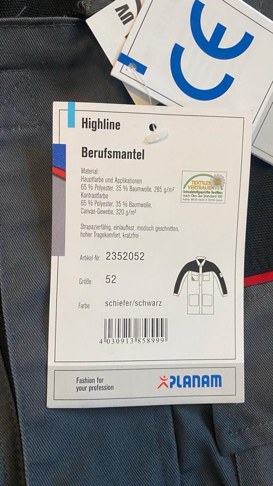 Planam Highline Berufsmantel Gr. 52 grau schwarz rot NEU in Mönchengladbach