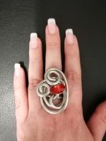 Ring Handarbeit Drahtring Unikat Metall rot ausgefallen handmade Bayern - Großostheim Vorschau