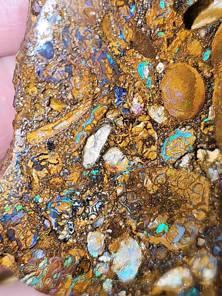 478ct Boulder Opal Anschliff Australien, tolle Muster in Haar