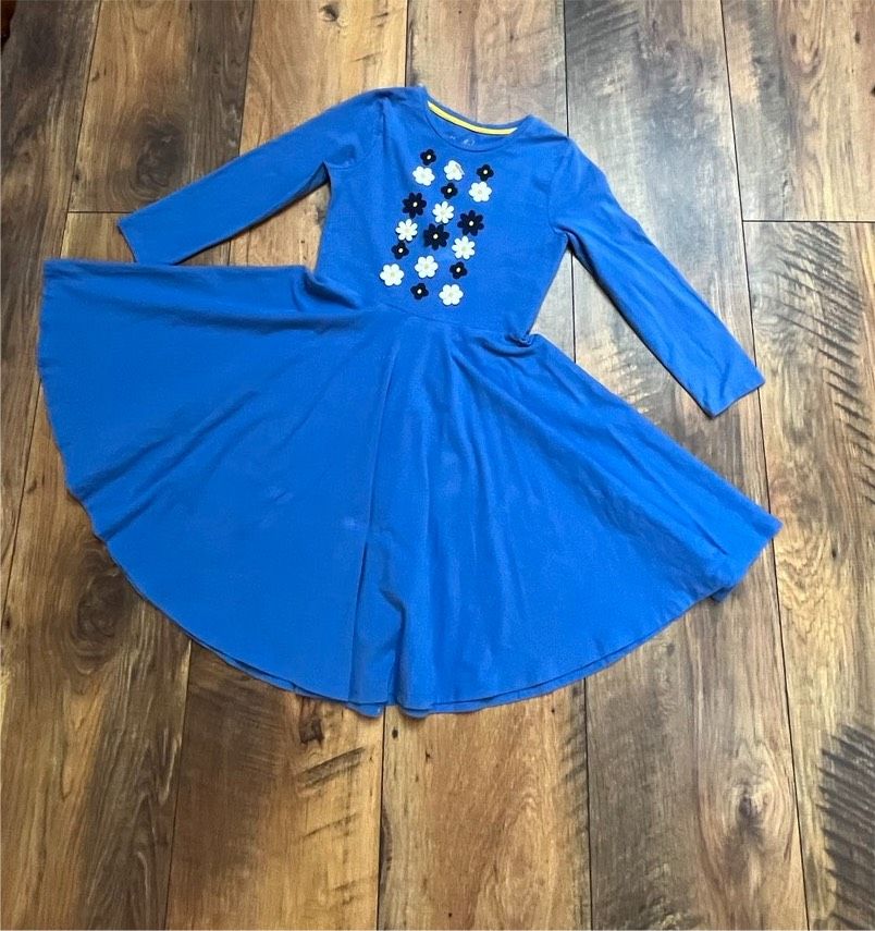 Mini Boden Kleid wie neu Gr. 152 Blumen Langarm Teller Rock blau in Möser