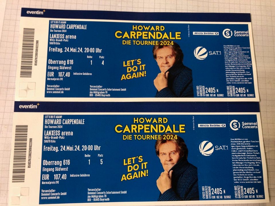 Zwei Karten für Howard Carpendale in Paderborn