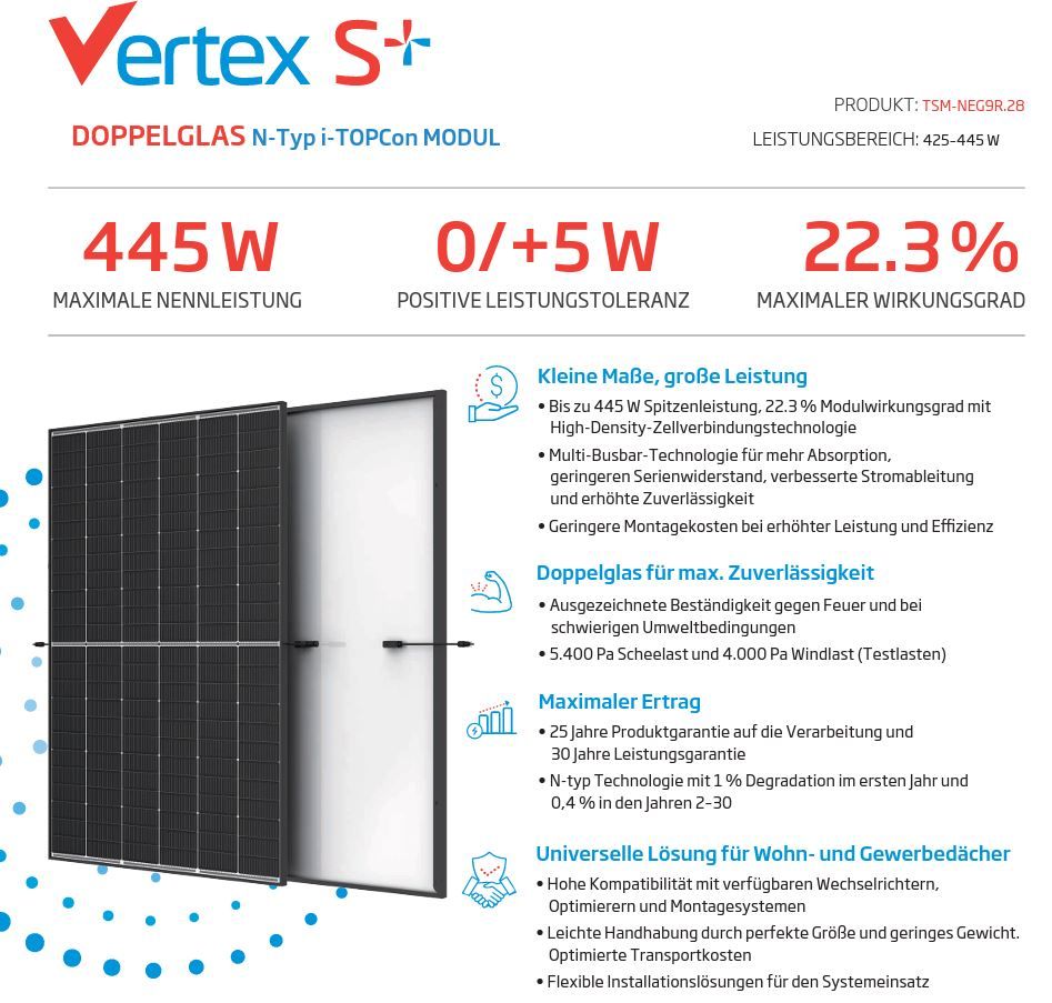 Trina Solar Vertex S+ 435 Watt Glas/Glas Solarmodul in Laatzen