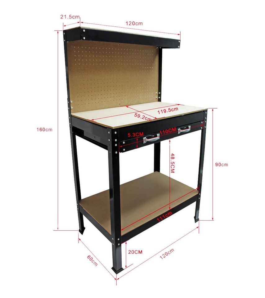 Werkbank 1200x600x1600mm Werktisch Arbeitstisch in Gladbeck