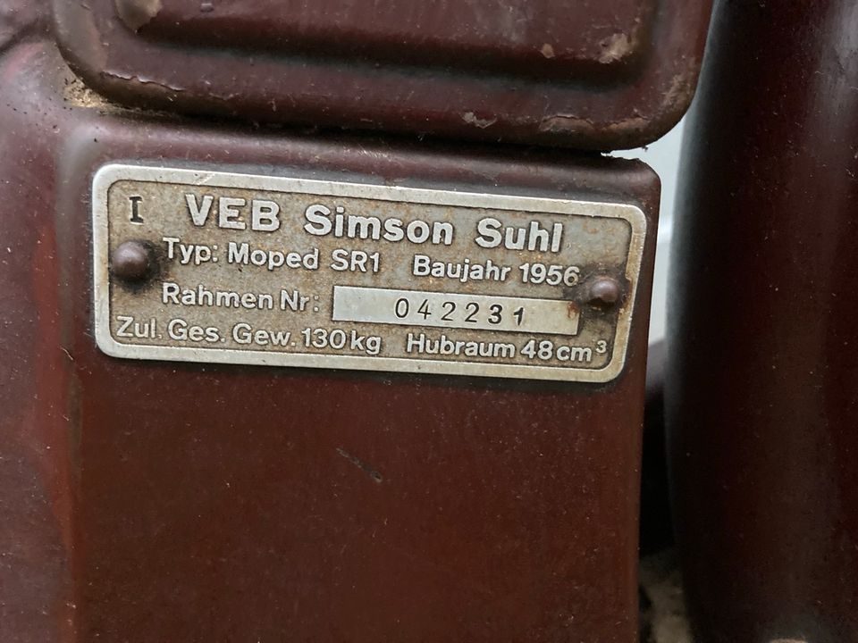 Simson SR1 Moped DDR Papiere SR 1 - - SR2 - S51 in Leipzig