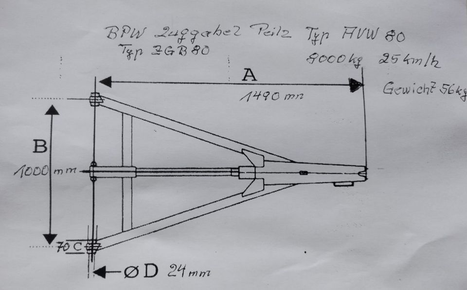 Zuggabel Zugdeichsel Peitz AVW80 ZGD80 8000kg 25km/h in Wilster