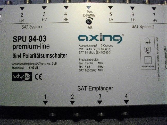 Multischalter 9/4, Axing, für 2 Satelliten und 4 Receiver in Tangstedt 