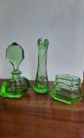 Set grünes Glas/Kristall Vase Dose Flacon Böhmen Sachsen - Plauen Vorschau