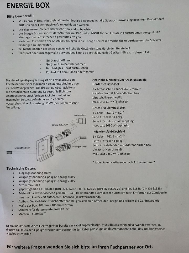 Energie Box/Power-Splitter/Elektro-Verteiler für Küchen-Einbau in Erkrath