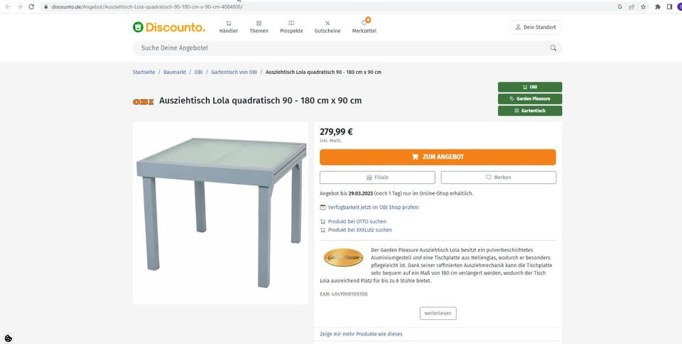 Sonderpreis ALU Ausziehtisch Gartentisch 90/180 cm Esstisch in  Niedersachsen - Bad Zwischenahn | eBay Kleinanzeigen ist jetzt Kleinanzeigen