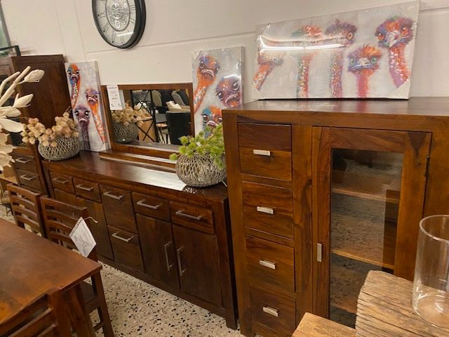 Highboard Manora Holz Palisander braun lackiert, B 90 cm in Ronneburg