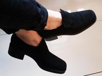 Echtleder Halbschuhe schwarz 41 Wildleder Blockabsatz Hessen - Wöllstadt Vorschau