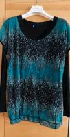 Cecil 2in1 Shirt Bluse Langarmshirt Gr.44 Baumwoll Türkis Schwarz Bayern - Augsburg Vorschau