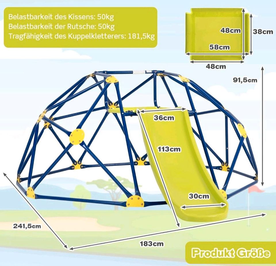 Kletterkuppel mit Rutsche, grün in Schöllkrippen