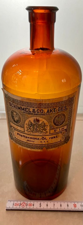 Antike Apothekerflasche Schimmel & Co Leipzig Milnitz in St. Leon-Rot