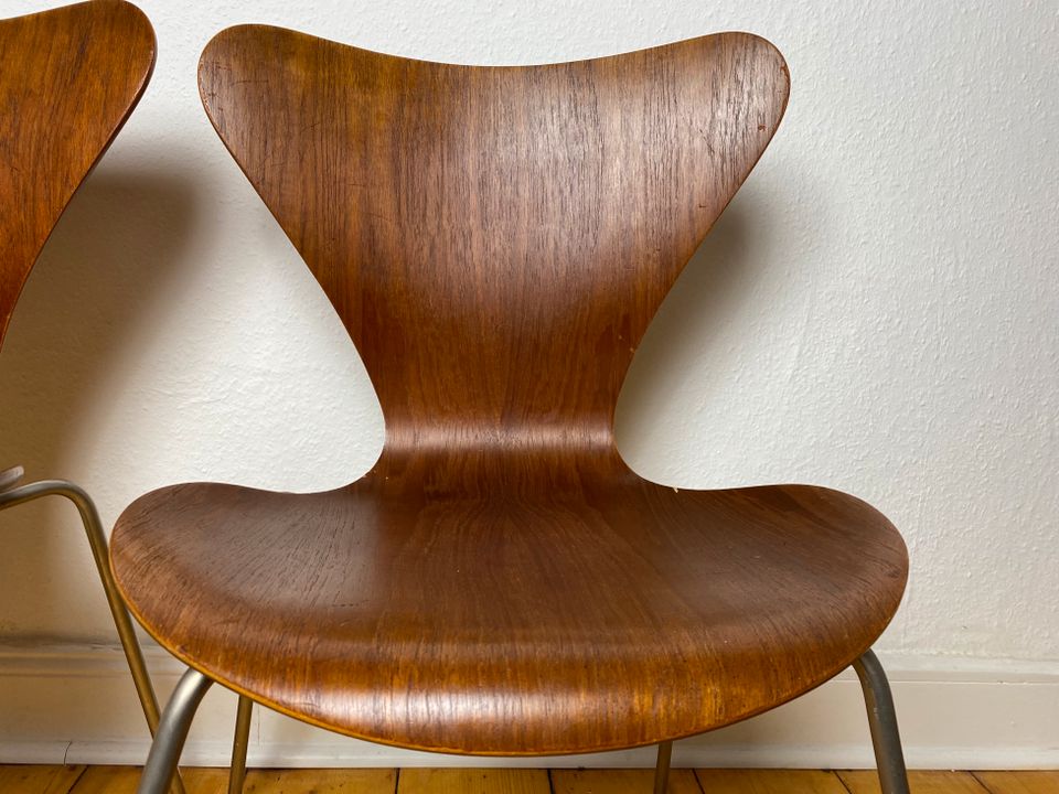 3er Set Arne Jacobsen 7 Chairs Fritz Hansen 1st Edition 50er Teak in Wuppertal