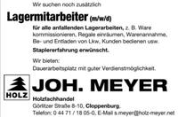 Mitarbeiter für das Lager gesucht (m/w/d) Niedersachsen - Cloppenburg Vorschau