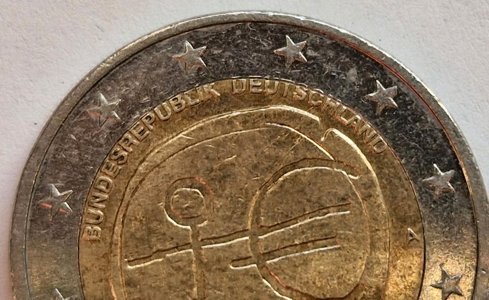 2 Euro Münze Strichmännchen BRD "A" 2009, abgeschnittene Schrift in Erfurt