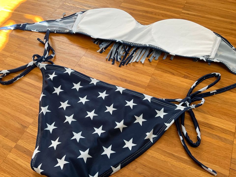 USA Amerika Bikini Flagge Gr. 38 Bandeau Fransen binden Schnüre in Heidenheim an der Brenz