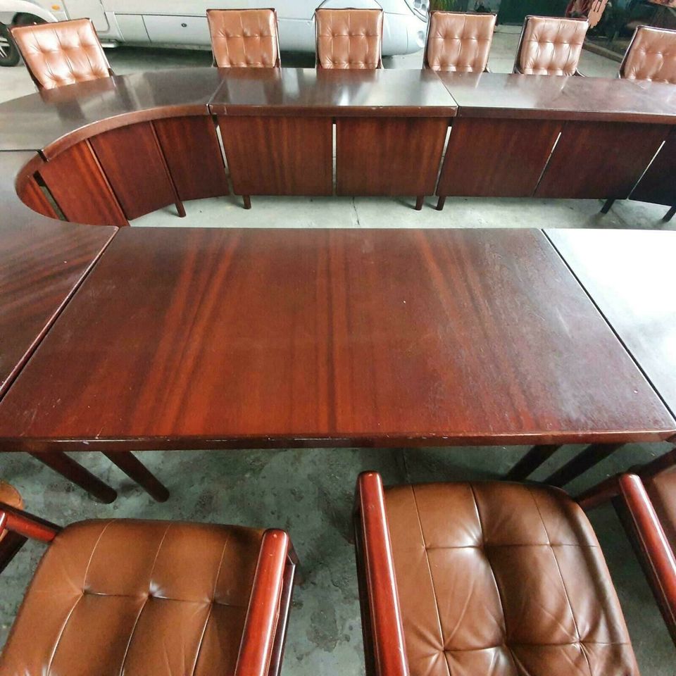 Lübke Design Konferenztisch Set Tisch Leder Stühle Vintage 70er in Gommern