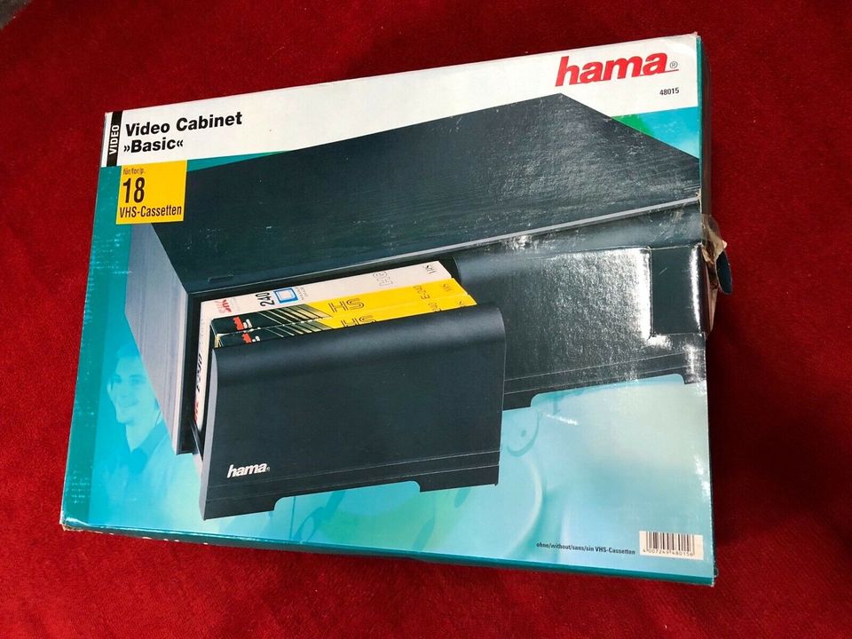 hama Video Cabinet Basic für 18 VHS Kassetten, Holzoptik schwarz in Cremlingen