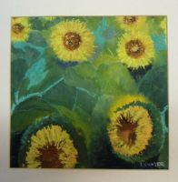 Sonnenblumen KUNST sign. 45x45 mit Passepartout Original = 28x28 Hessen - Maintal Vorschau