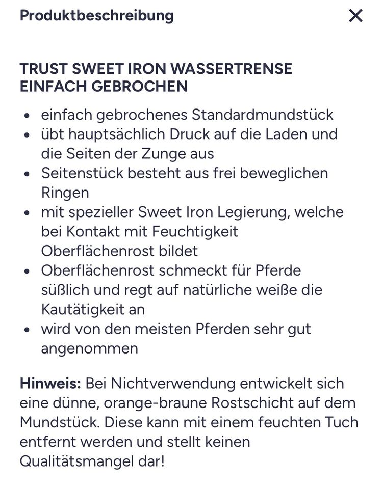 Trust Gebiss Sweet Iron in Ahnsbeck