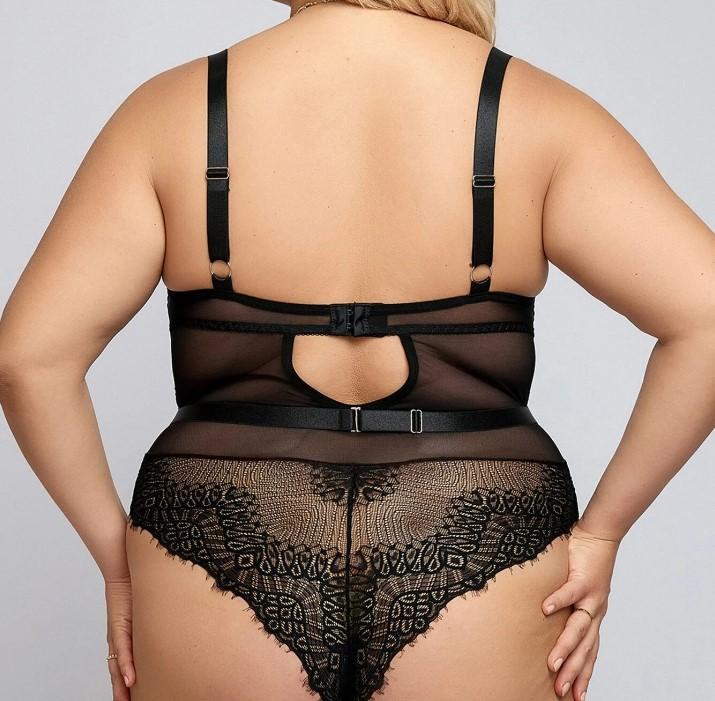 Teddy Body mit Blumenspitze, Strumpfband, Beinring in 2XL in Königsee