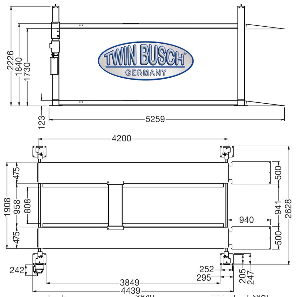 Twin Busch ® 4 Säulen Parkhebebühne 3.6 t  -  Anthrazit in Mülheim (Ruhr)