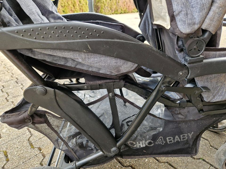 Doppelkinderwagen Chic4Baby in grau/schwarz zu verkaufen in Mögglingen