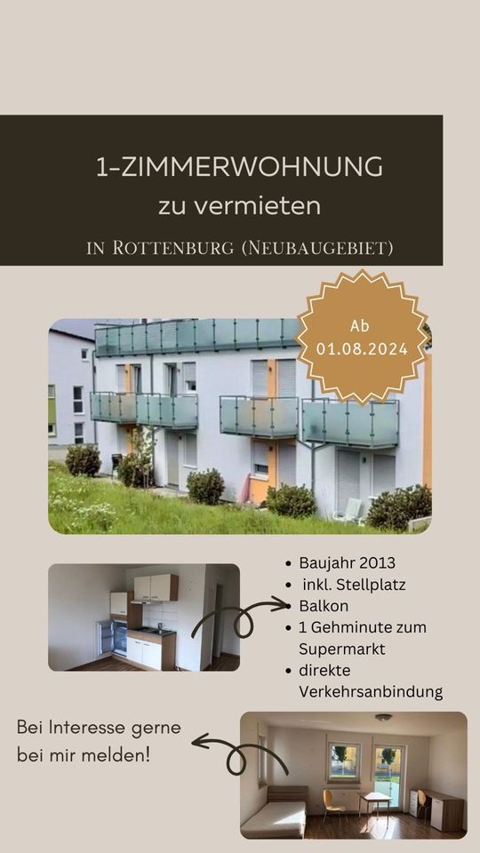 1-Zimmerwohnung mit Balkon und EBK in Rottenburg zu vermieten in Rottenburg am Neckar