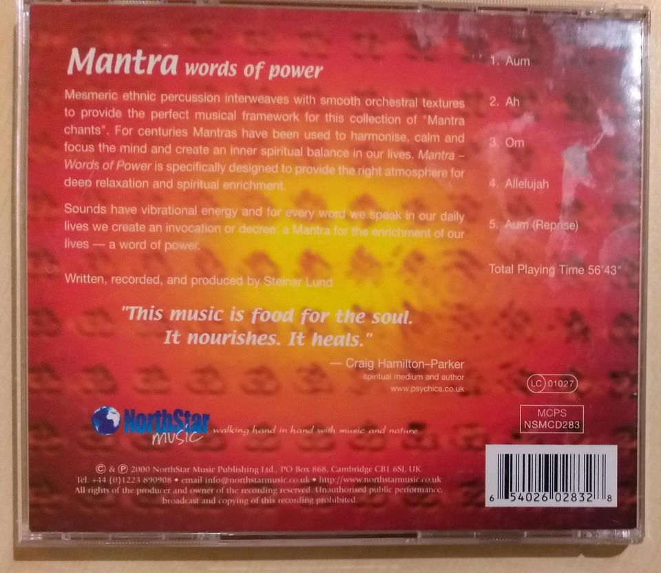 Mantra CD Words of Power Neuzustand 2000 OM Aum ah Allelujah in Heimsheim