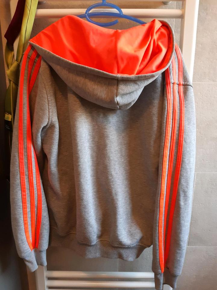 Adidas retro vintage Sweatshirt Jacke neon orange grau