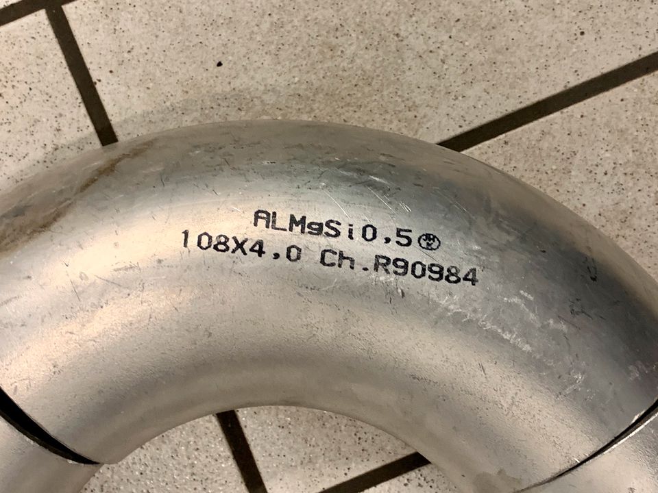 90° Alu AlMgSi0,5 Schweißbogen Ø 108x4mm Hosenrohr Turbo in Rositz