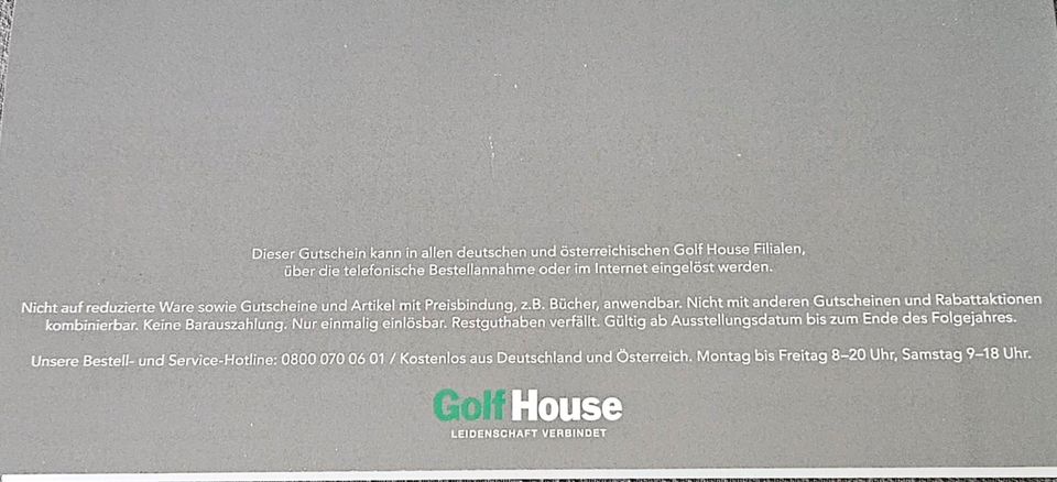 GOLF HOUSE - Gutschein 1000€ (auch online) in Hamburg