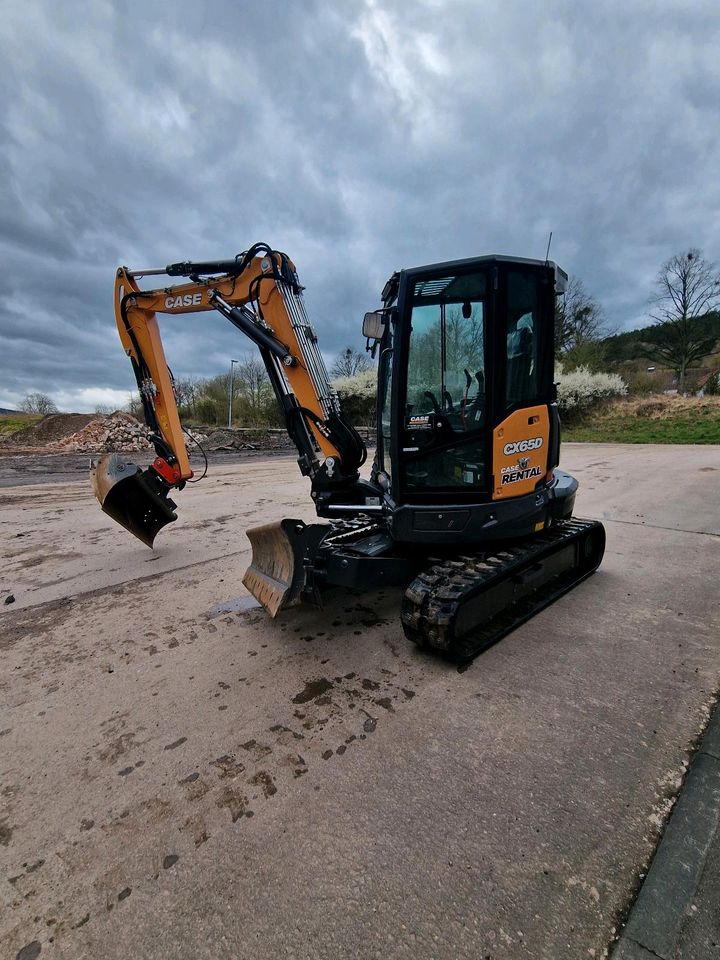 Minibagger Case CX65D Tiltrotator Mieten Gala Wegebau kommunal in Dermbach