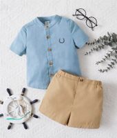 Hemd mit Shorts Set Junge blau/beige gr. 2-3 Jahre Niedersachsen - Stadtoldendorf Vorschau