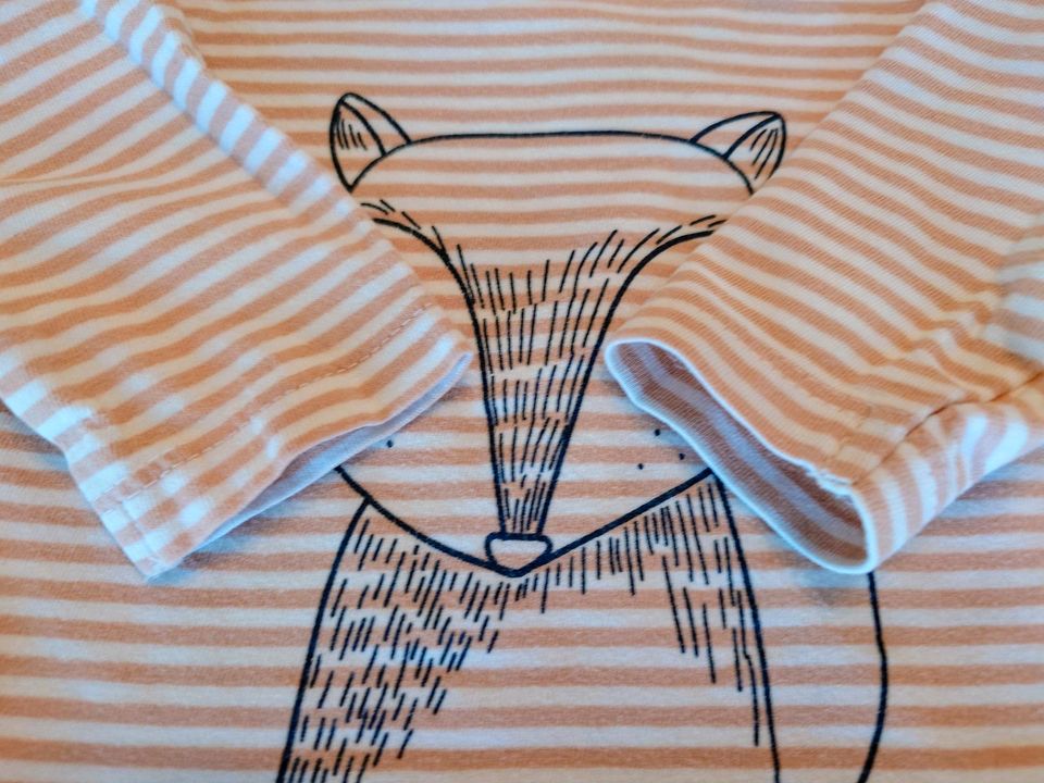 ✅ Langarmshirt von Pusblu mit orangen Streifen + Fuchs, Gr.  62 in Mühlacker