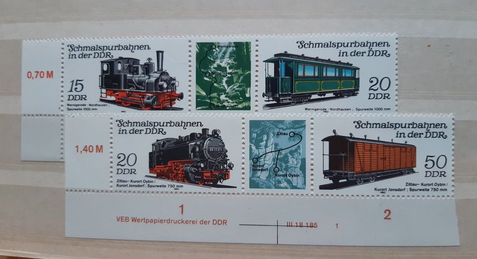 DDR-Briefmarken Schmalspurbahnen 1983 in Halle