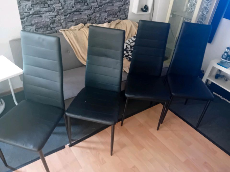 4 Esszimmerstühle,  Stühle, schwarz, Leder in Vöhl