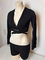 Oberteil Crop Top Binde Bolero Orsay schwarz Shirt Langarm Mitte - Wedding Vorschau